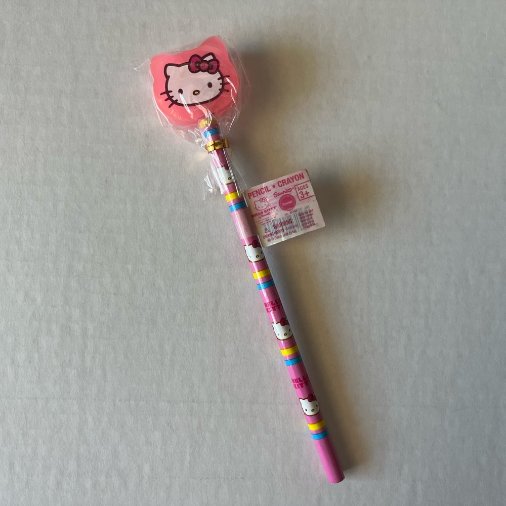 •2009 Hello Kitty Pencil w/ Big Kitty Eraser Top NWT•